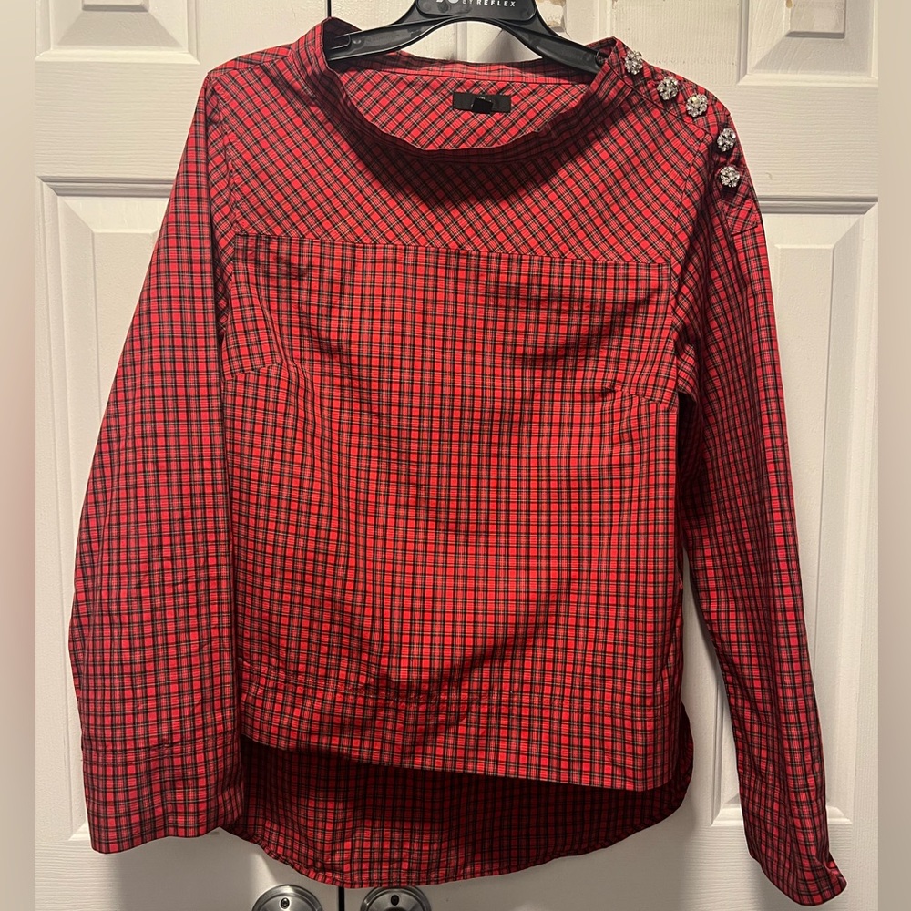 JCrew Red Tartan Blouse